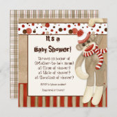 Sock Monkey, Boy Baby Shower Einladung (Vorne/Hinten)