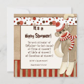 Sock Monkey, Boy Baby Shower Einladung (Vorderseite)
