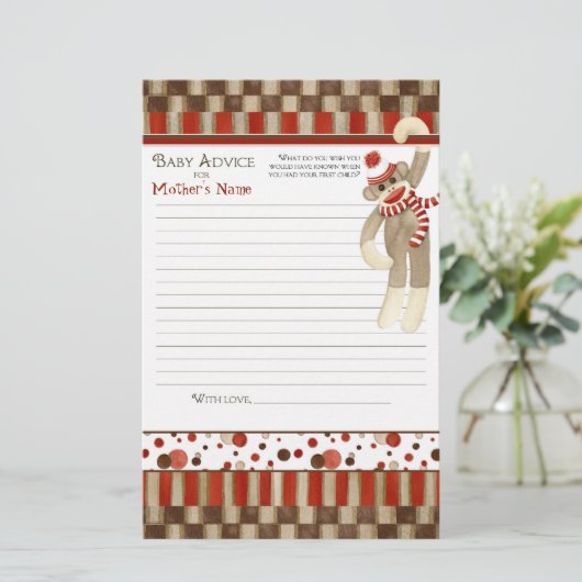 Sock Monkey, Boy Baby Shower Ratschläge (Stehend Vorderseite)