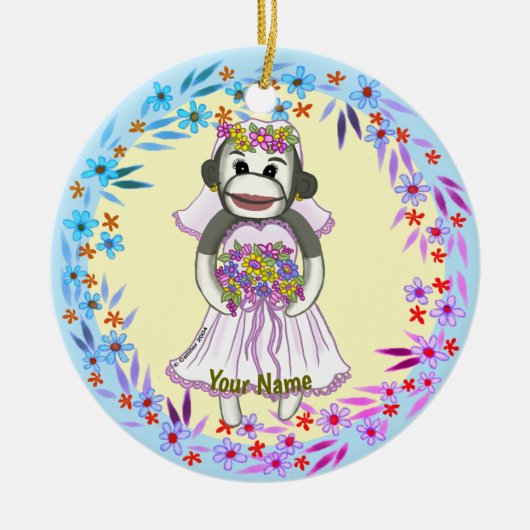 Sock Monkey Braut Ornamente (Vorne)