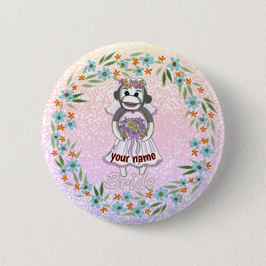 Sock Monkey Bride Button (Vorderseite)