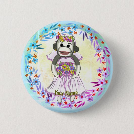 Sock Monkey Bride Button (Vorderseite)