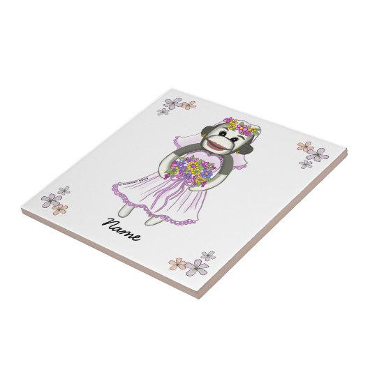 Sock Monkey Bride Custom Hochzeit Tile Fliese (Seite)