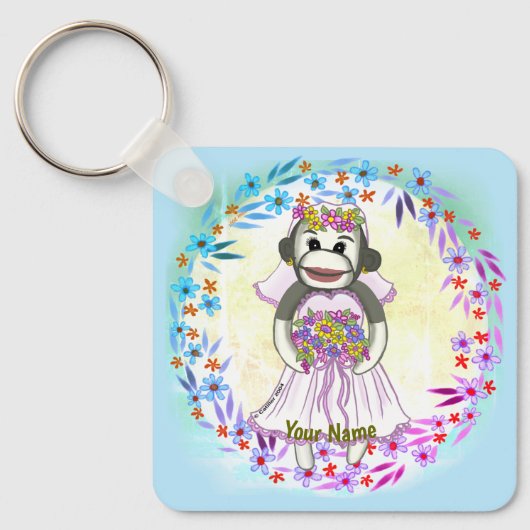 Sock Monkey Bride Hochzeitsstiftung Schlüsselanhän Schlüsselanhänger (Vorderseite)