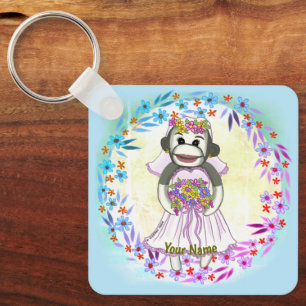 Sock Monkey Bride Hochzeitsstiftung Schlüsselanhän Schlüsselanhänger