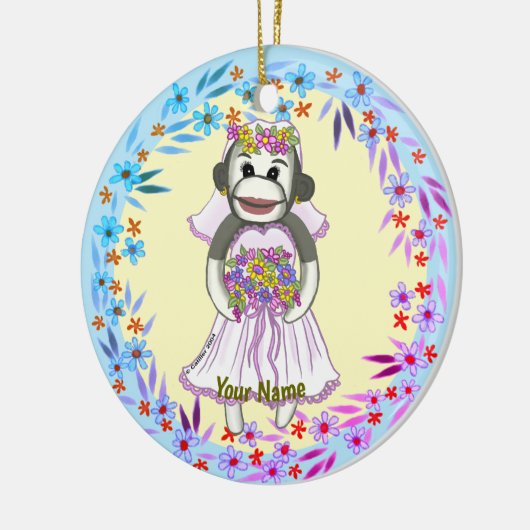 Sock Monkey Bride Keramik Ornament (Links)