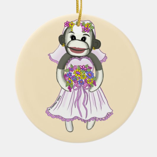 Sock Monkey Bride Keramik Ornament (Vorne)