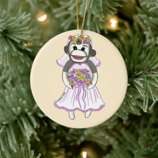 Sock Monkey Bride Keramikornament (Baum)