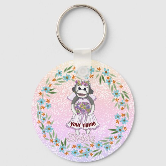Sock Monkey Bride Schlüsselanhänger (Vorderseite)