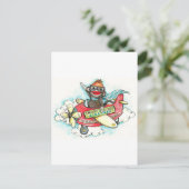 Sock Monkey Business Airlines Postkarte (Stehend Vorderseite)