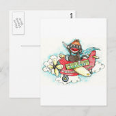 Sock Monkey Business Airlines Postkarte (Vorne/Hinten)