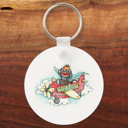 Sock Monkey Business Airlines Schlüsselanhänger (Vorderseite)