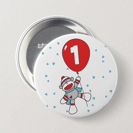Sock Monkey Button (Vorne & Hinten)