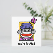 Sock Monkey Card/Einladung Einladung (Stehend Vorderseite)