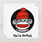 Sock Monkey Card/Einladung Einladung (Vorne/Hinten)