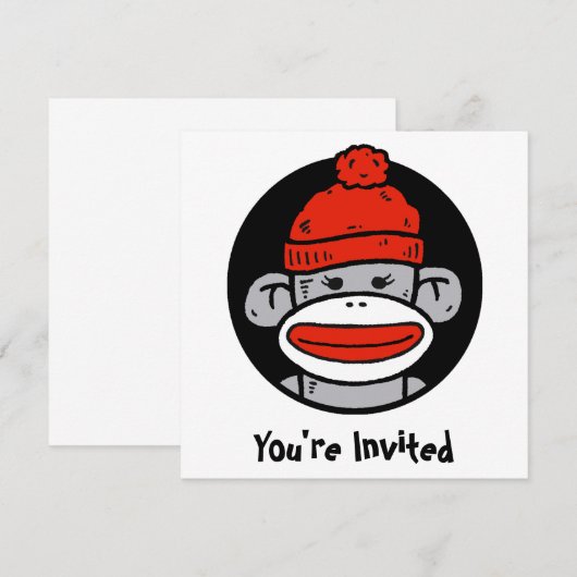 Sock Monkey Card/Einladung Einladung (Vorne/Hinten)