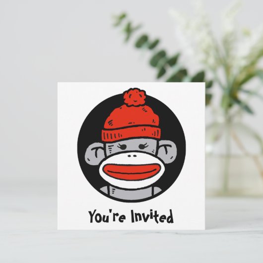Sock Monkey Card/Einladung Einladung (Stehend Vorderseite)