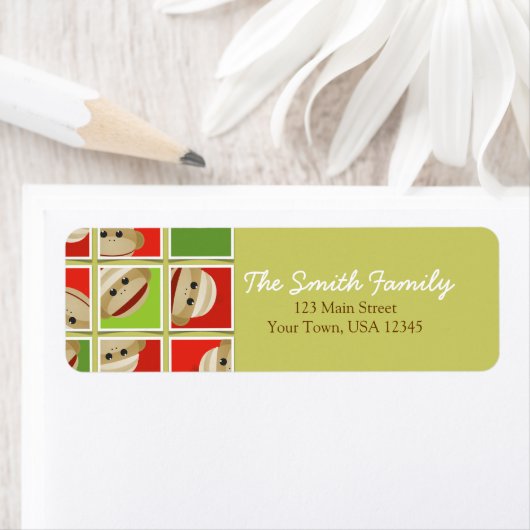 Sock Monkey Christmas Blocks Rücksendeadresse (Insitu)