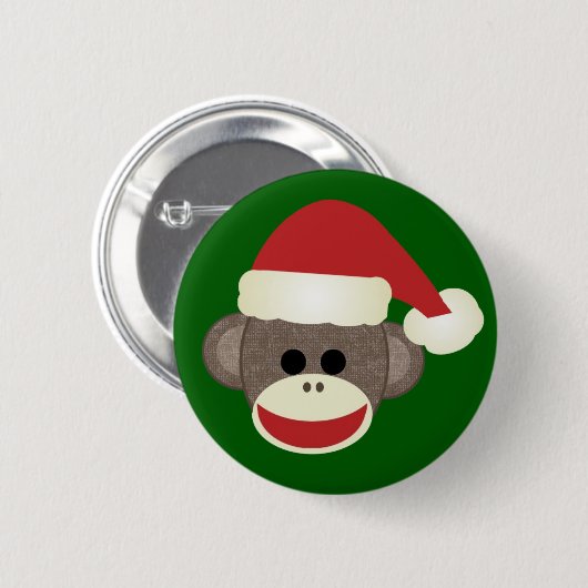 Sock Monkey Christmas Button (Vorne & Hinten)