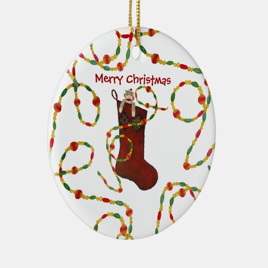 Sock Monkey Christmas Keramik Ornament (Rechts)