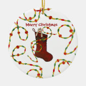 Sock Monkey Christmas Keramik Ornament (Vorne)