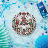 Sock Monkey Christmas Tee Party Pappteller (Party)