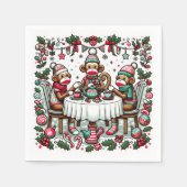 Sock Monkey Christmas Tee Party Serviette (Vorderseite)