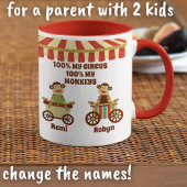 Sock Monkey Circus 2 Kinder nannten Eltern Geschen Tasse