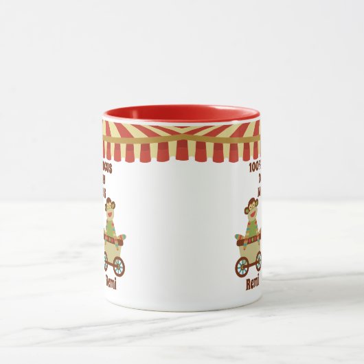 Sock Monkey Circus 2 Kinder nannten Eltern Geschen Tasse (Zentrum)