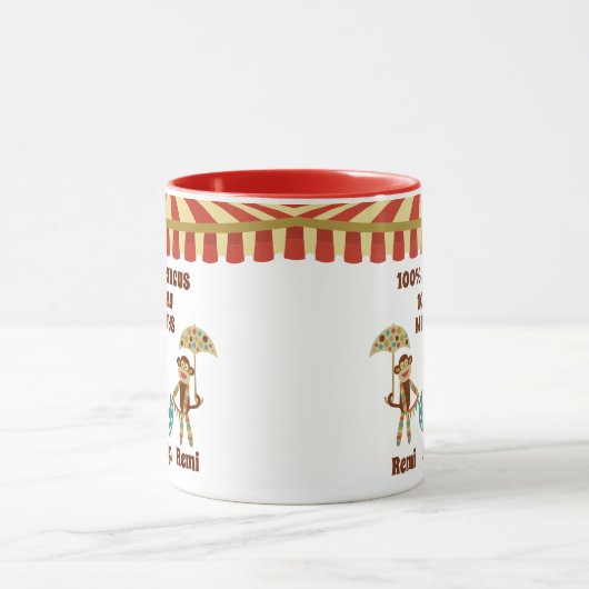 Sock Monkey Circus 3 Kinder nannten Eltern Geschen Tasse (Zentrum)