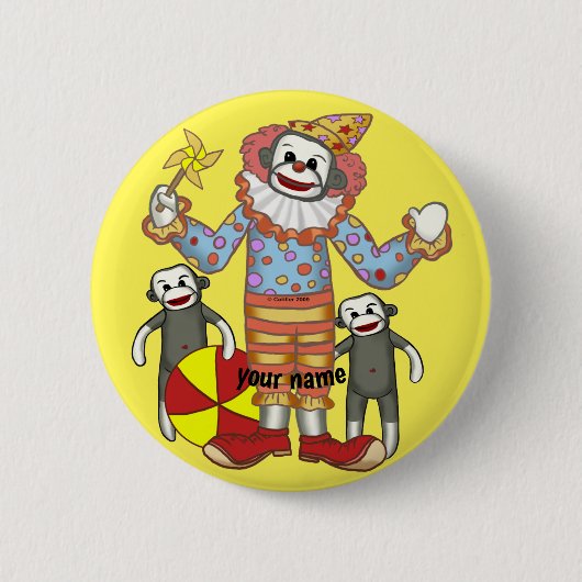 Sock Monkey Clown Button (Vorderseite)