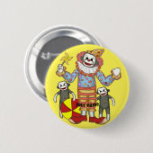 Sock Monkey Clown Button (Vorne & Hinten)