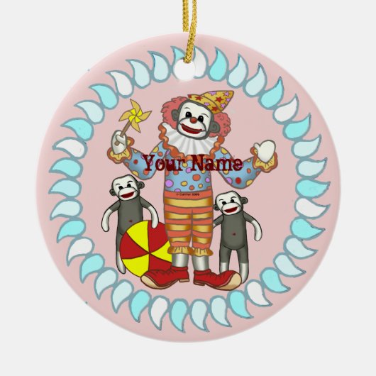 Sock Monkey Clown Ornamente (Vorne)