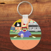 Sock Monkey Coffee Shop Barista Schlüsselanhänger (Vorderseite)