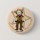 Sock Monkey Cowboy Anstecknadel (Vorderseite)