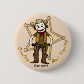 Sock Monkey Cowboy-Button Button (Vorderseite)