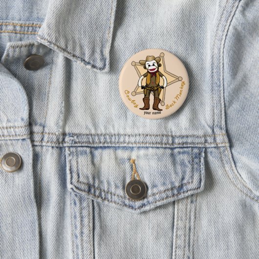 Sock Monkey Cowboy-Button Button (Beispiel)
