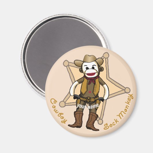 Sock Monkey Cowboy-Magnet Magnet (Vorderseite/Rückseite)
