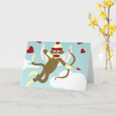 Sock Monkey Cupido Karte (Gelbe Blume)