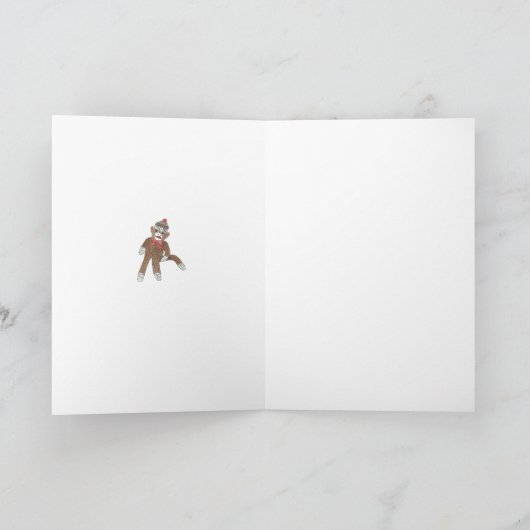 Sock Monkey Denken Sie an Ihre Karte (Innenseite)