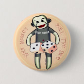 Sock Monkey Dice Button (Vorderseite)