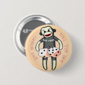 Sock Monkey Dice Button (Vorne & Hinten)