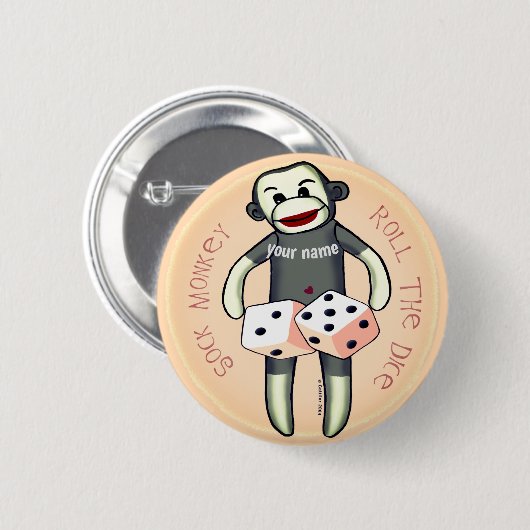 Sock Monkey Dice Button (Vorne & Hinten)