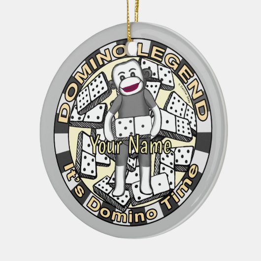 Sock Monkey Domino Legend ornament (Links)