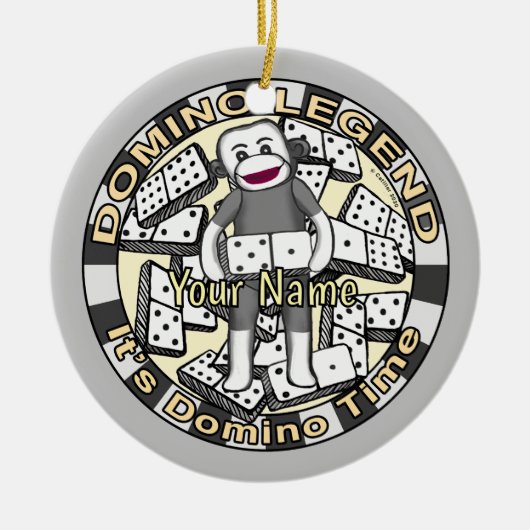 Sock Monkey Domino Legende Ornament (Vorne)