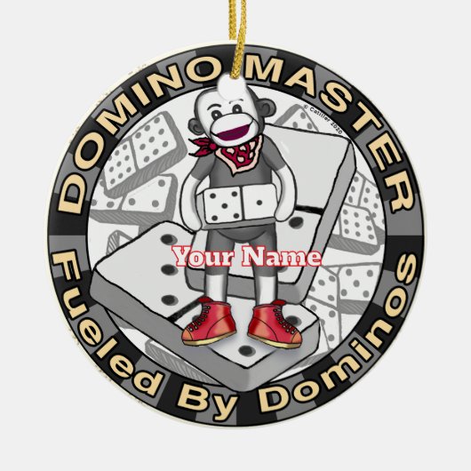 Sock Monkey Domino master Keramik Ornament (Vorne)