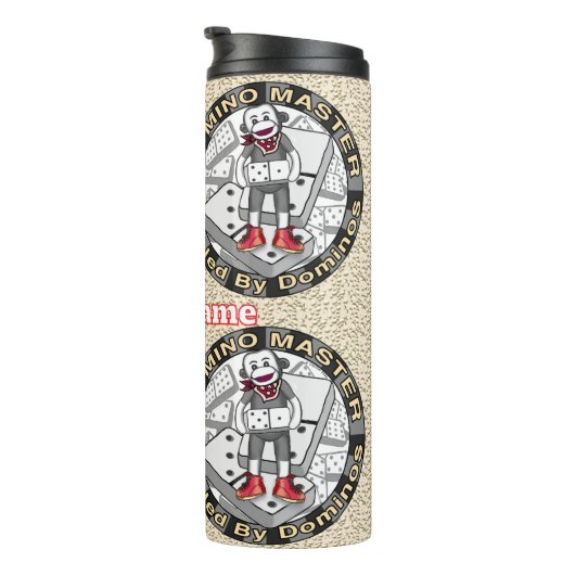 Sock Monkey Domino Master Tumbler Thermosbecher (Nach rechts gedreht)