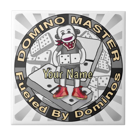 Sock Monkey Domino Meister Fliese (Vorderseite)