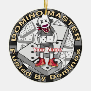 Sock Monkey Domino Meister Keramik Ornament