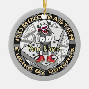 Sock Monkey Domino Meister Schmuck Keramik Ornament